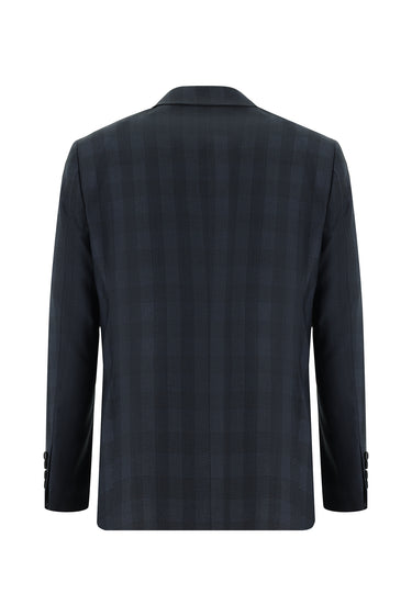 Koyu Füme Super Slim Fit Ekstra Dar Kesim Kombinli Ekose Takım Elbise