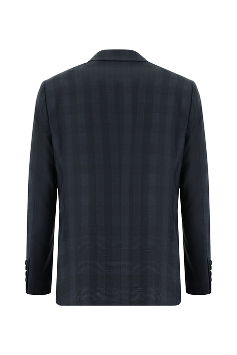 Koyu Füme 7 Drop Slim Fit Dar Kesim Kombinli Ekose Takım Elbise