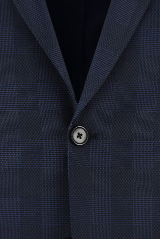  Orta Lacivert Super Slim Fit Ekstra Dar Kesim Kombinli Ekose Takım Elbise