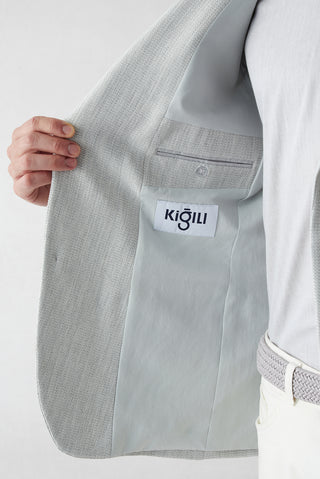  Orta Gri 6 Drop Regular Fit Standart Mono Yaka Desenli Blazer Ceket