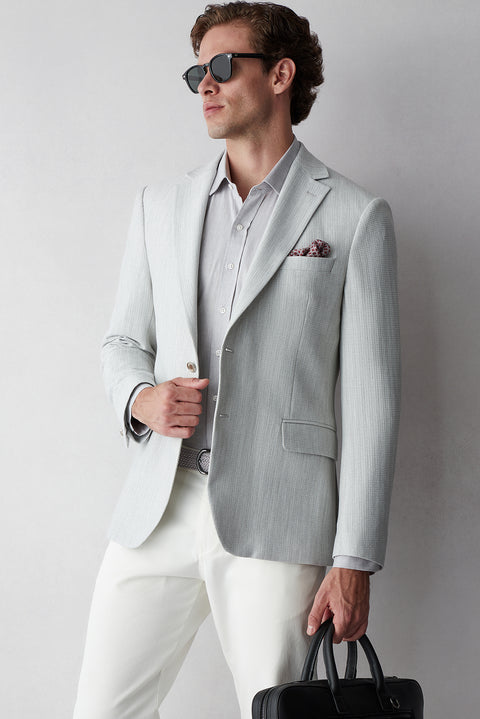 Medium Grey 4 Drop Relaxed Fit Casual Cut Mono Collar Classic Jacket