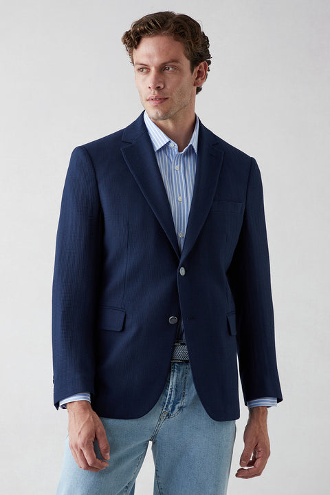 Medium Navy 6 Drop Regular Fit Standard Cut Blazer Jacket