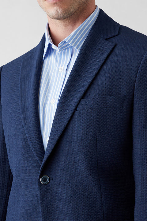 Medium Navy 4 Drop Relaxed Fit Casual Cut Mono Collar Classic Jacket