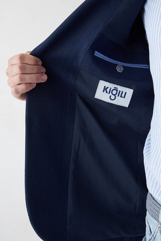  Orta Lacivert 6 Drop Regular Fit Standart Mono Yaka Desenli Blazer Ceket