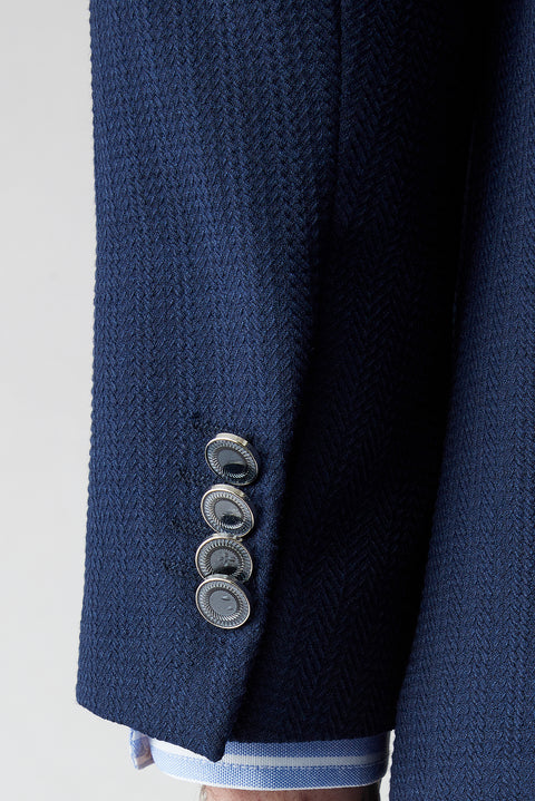 Medium Navy 4 Drop Relaxed Fit Casual Cut Mono Collar Classic Jacket