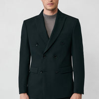 Siyah 7 Drop Slim Fit Dar Kesim Mevsimlik Kruvaze Ceket