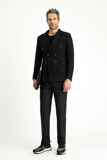  Siyah Regular Fit Kruvaze Ceket