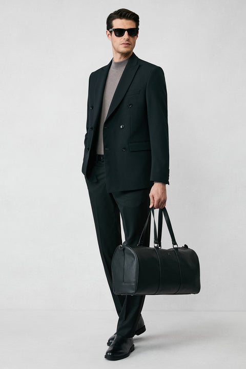 Siyah 7 Drop Slim Fit Dar Kesim Mevsimlik Kruvaze Ceket