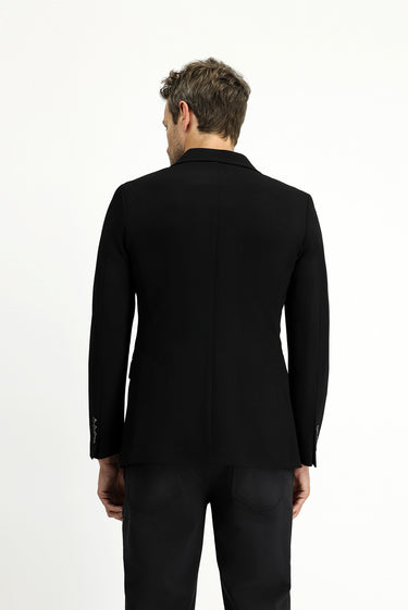 Siyah 7 Drop Slim Fit Dar Kesim Kruvaze Ceket