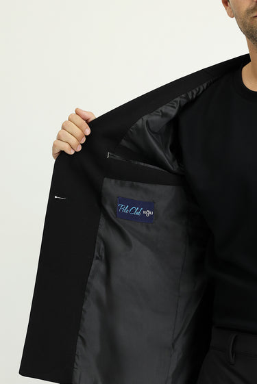 Siyah Regular Fit Kruvaze Ceket