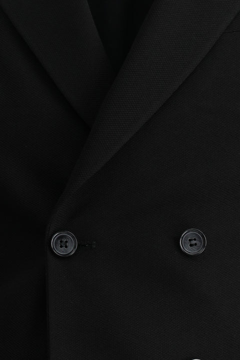 Siyah 7 Drop Slim Fit Dar Kesim Mevsimlik Kruvaze Ceket