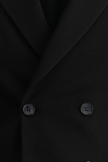 Siyah 7 Drop Slim Fit Dar Kesim Kruvaze Ceket