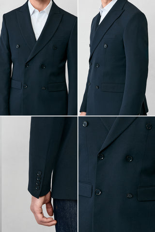  Koyu Lacivert 6 Drop Regular Fit Standart Kesim Mevsimlik Kruvaze Ceket