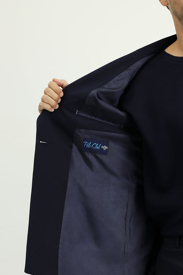 Koyu Lacivert Slim Fit Dar Kesim Kruvaze Ceket