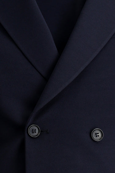 Koyu Lacivert Slim Fit Dar Kesim Kruvaze Ceket