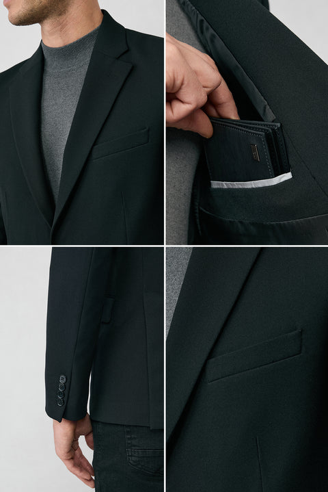 Siyah 7 Drop Slim Fit Dar Kesim Mevsimlik Klasik Ceket