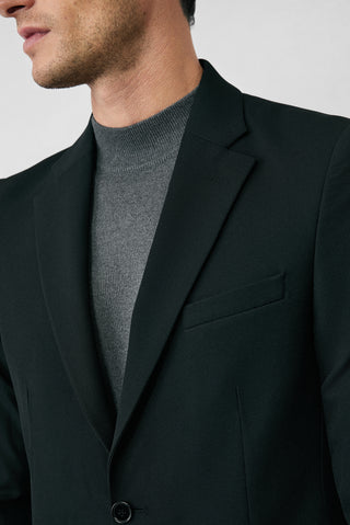  Siyah 7 Drop Slim Fit Dar Kesim Mono Yaka Yarım Astar Çift Cep Kapaklı Klasik Ceket