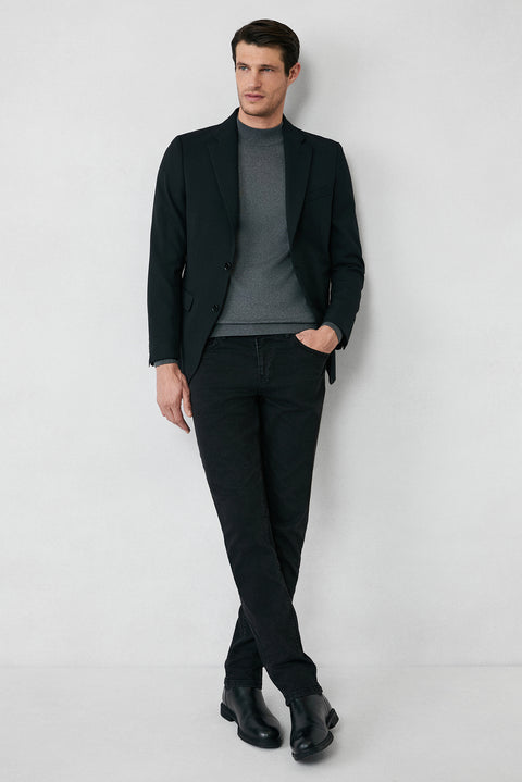Siyah 7 Drop Slim Fit Dar Kesim Mevsimlik Klasik Ceket