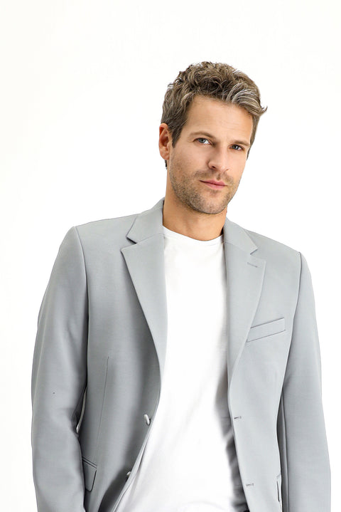 Orta Gri 7 Drop Slim Fit Dar Kesim Mevsimlik Klasik Ceket