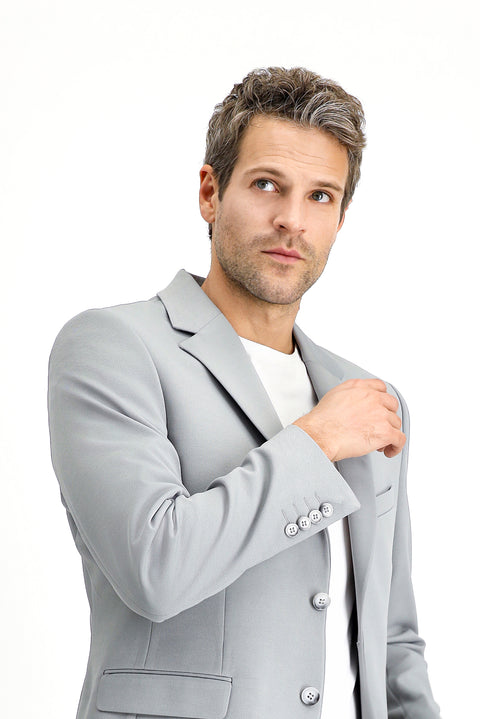 Orta Gri 7 Drop Slim Fit Dar Kesim Mevsimlik Klasik Ceket