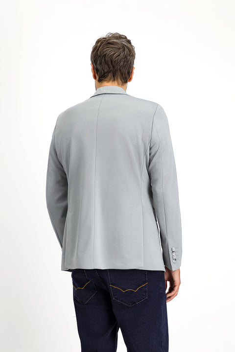 Orta Gri 7 Drop Slim Fit Dar Kesim Mevsimlik Klasik Ceket