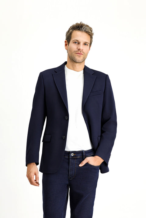 Koyu Lacivert 7 Drop Slim Fit Dar Kesim Mevsimlik Klasik Ceket