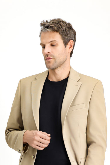  Açık Bej Slim Fit Dar Kesim Klasik Ceket