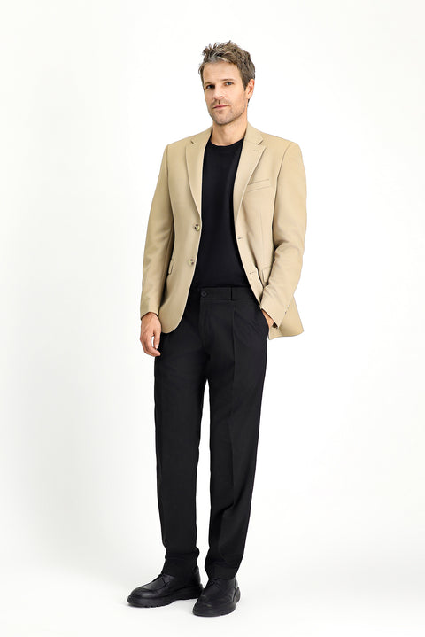 Açık Bej 7 Drop Slim Fit Dar Kesim Mevsimlik Klasik Ceket