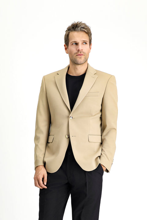 Açık Bej 7 Drop Slim Fit Dar Kesim Mevsimlik Klasik Ceket
