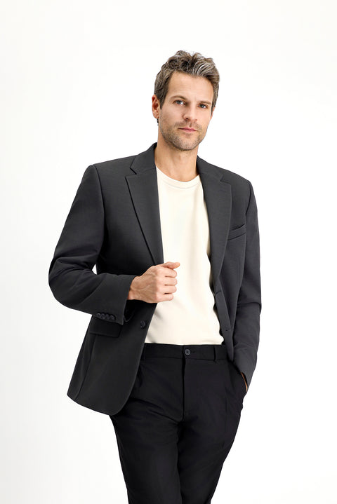 Koyu Antrasit 7 Drop Slim Fit Dar Kesim Mevsimlik Klasik Ceket
