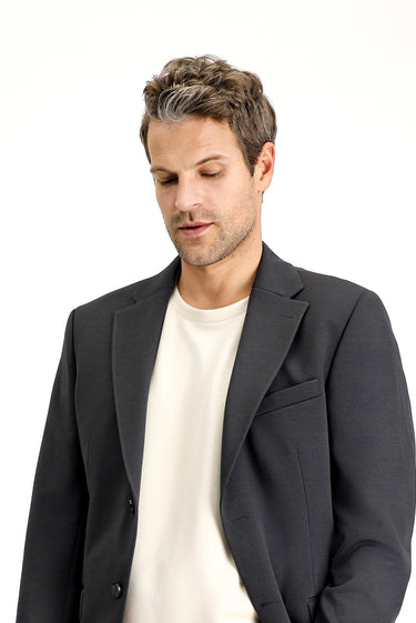Koyu Antrasit Slim Fit Dar Kesim Klasik Ceket