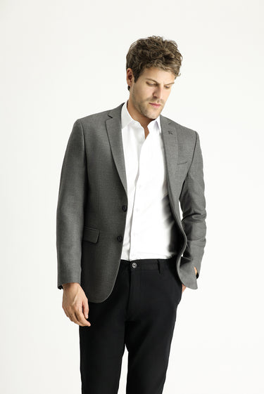  Koyu Füme Super Slim Fit Ekstra Dar Kesim Desenli Blazer Ceket