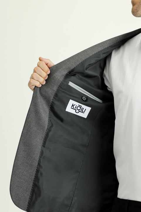 Koyu Füme 7 Drop Super Slim Fit Eksra Dar Kesim Desenli Blazer Ceket