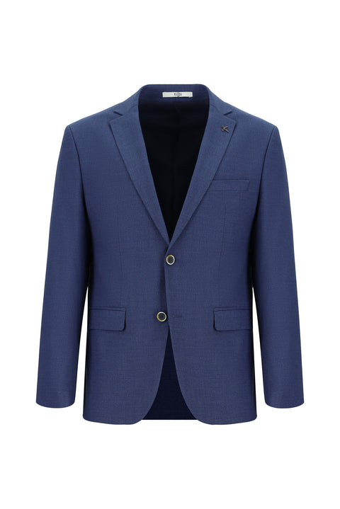 Dark Blue 7 Drop Super Slim Fit Extra Narrow Cut Patterned Blazer Jacket