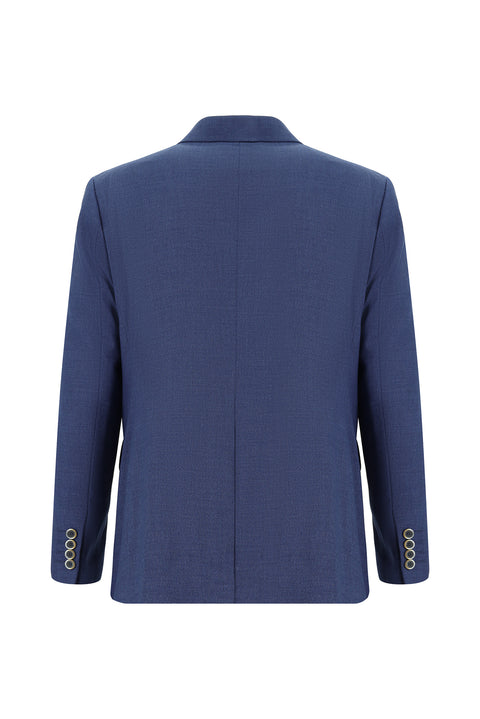 Dark Blue 7 Drop Super Slim Fit Extra Narrow Cut Patterned Blazer Jacket