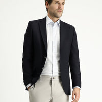 Koyu Lacivert Slim Fit Dar Kesim Yünlü Blazer Ceket