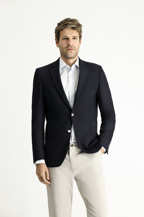 Dark Navy 6 Drop Regular Fit Standard Cut Wool Blazer Jacket