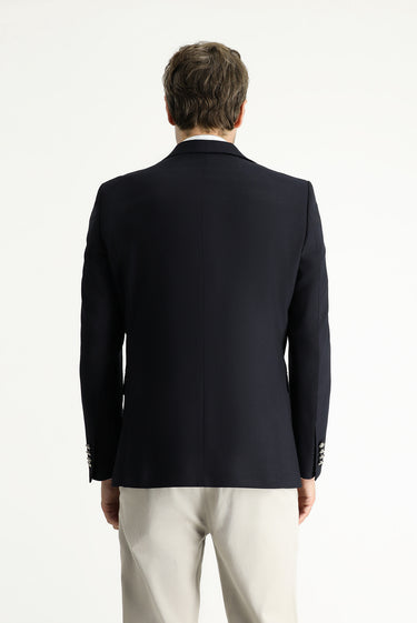  Koyu Lacivert Regular Fit Yünlü Blazer Ceket