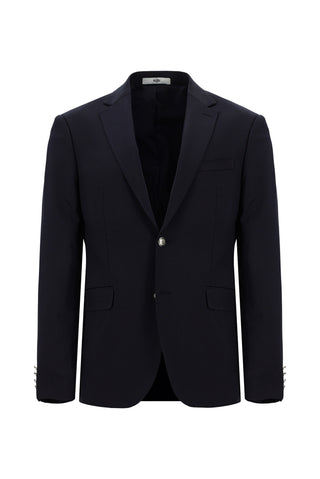  Koyu Lacivert 7 Drop Slim Fit Dar Kesim Yünlü Likralı Esnek Mevsimlik Blazer Ceket