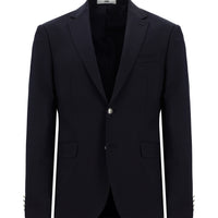 Koyu Lacivert Slim Fit Dar Kesim Yünlü Blazer Ceket