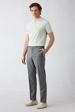  Koyu Füme 4 Drop Relaxed Fit Rahat Kesim Keten Karışımlı Klasik Kumaş Pantolon