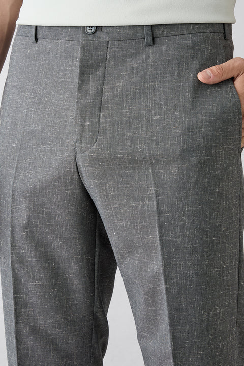 Koyu Füme 6 Drop Regular Fit Standart Kesim Keten Karışımlı Klasik Kumaş Pantolon