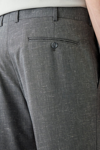  Koyu Füme 7 Drop Slim Fit Dar Kesim Keten Karışımlı Klasik Kumaş Pantolon