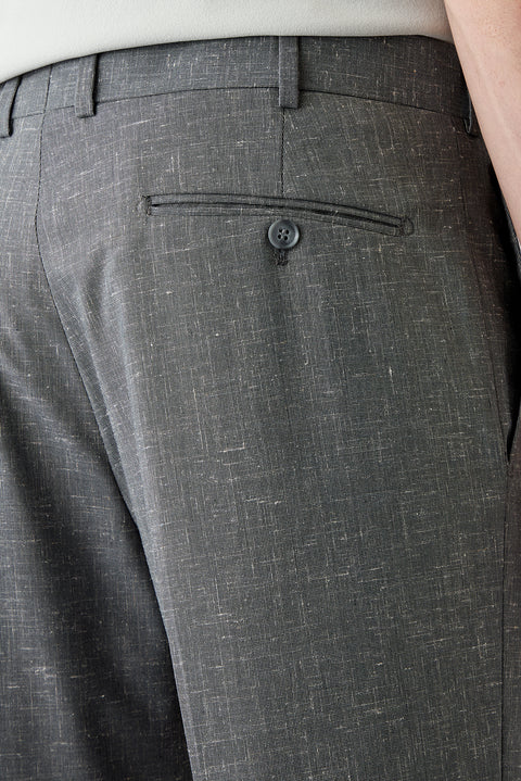 Koyu Füme 4 Drop Relaxed Fit Rahat Kesim Keten Karışımlı Klasik Kumaş Pantolon