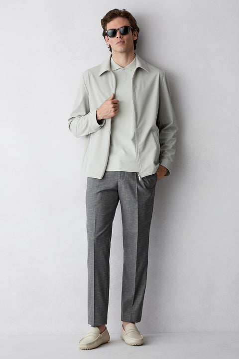 Koyu Füme 4 Drop Relaxed Fit Rahat Kesim Keten Karışımlı Klasik Kumaş Pantolon