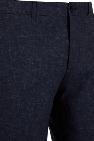 Orta Lacivert 7 Drop Slim Fit Dar Kesim Keten Karışımlı Klasik Kumaş Pantolon