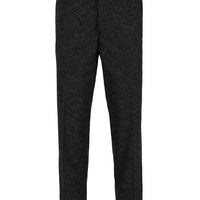 Dark Anthracite 6-Drop Regular Fit Standard Cut Linen Blend Classic Fabric Trousers