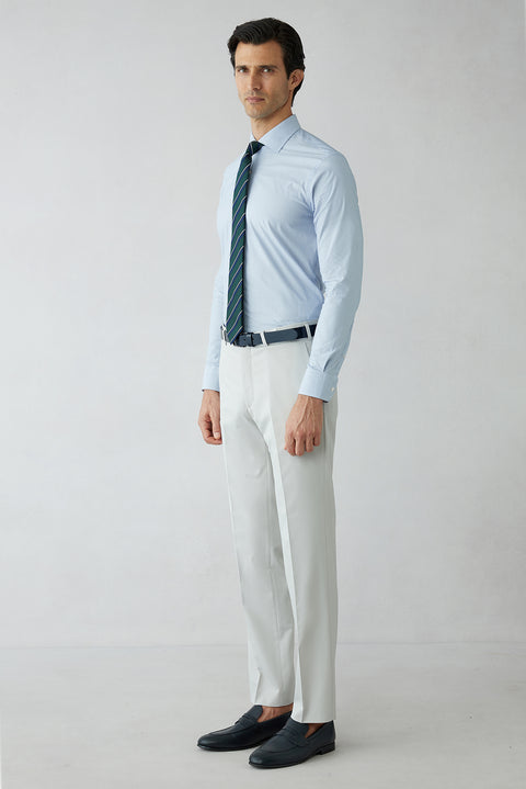 Açık Gri 8 Drop Long Slim Fit Uzun Dar Kesim Klasik Kumaş Pantolon