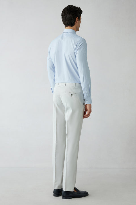 Açık Gri 8 Drop Long Slim Fit Uzun Dar Kesim Klasik Kumaş Pantolon