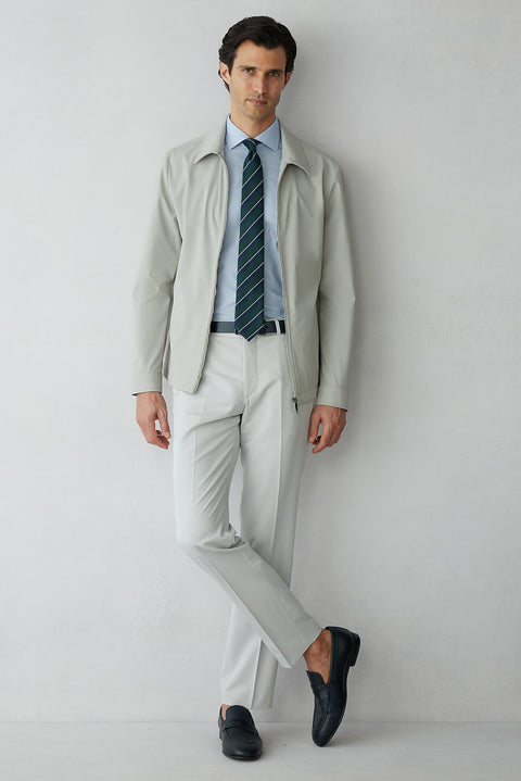Açık Gri 8 Drop Long Slim Fit Uzun Dar Kesim Klasik Kumaş Pantolon